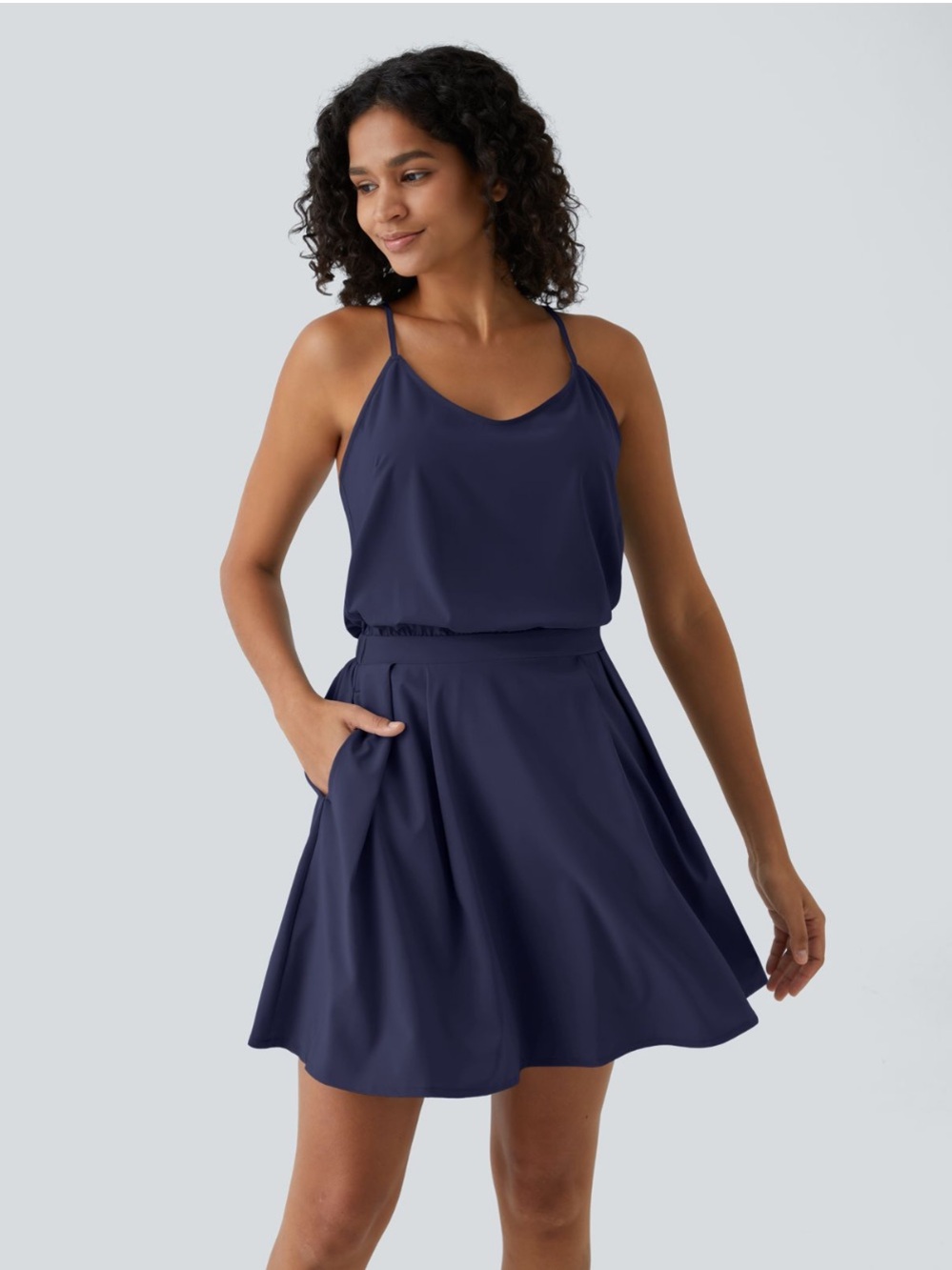 NWT Halara Breezeful™ Cut Out Pocket Pleated Mini Quick Dry Casual Dress